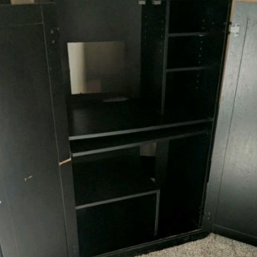 Black wooden tv stand and chest